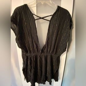 Black and gold bathing suit cover up